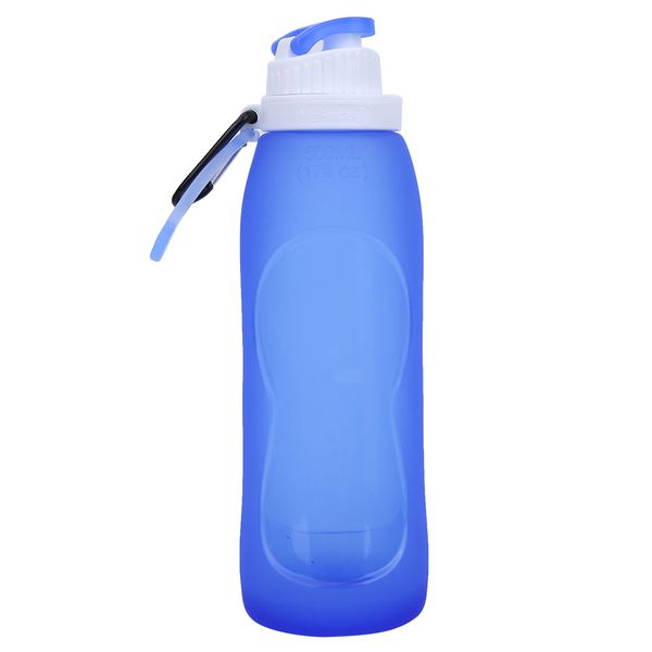Soft Silicone Folding Water Bottle 500ml Sports