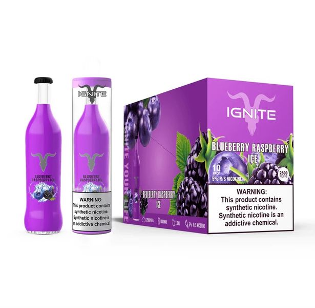 Ignite V25 Blueberry Rasberry 7.5% Vape 2500 Puffs - Pack of 10