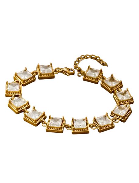 Womens 18k Gold Plated Square Bracelet