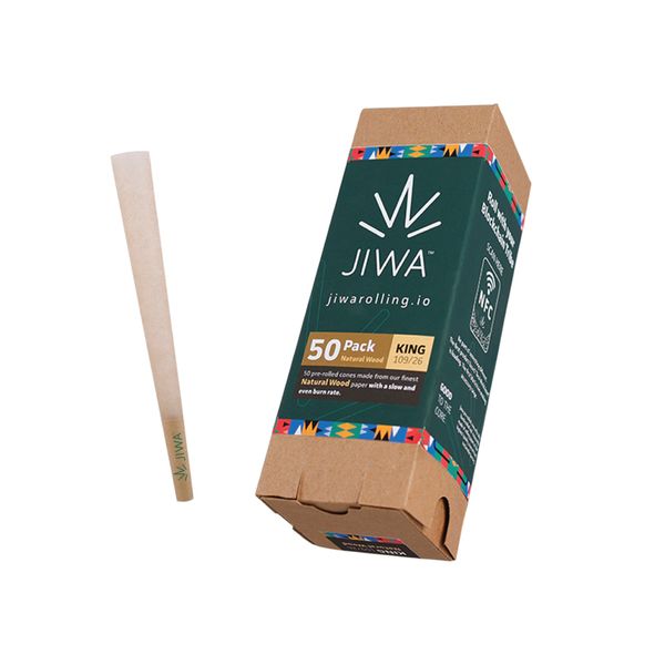 JIWA Natural Wood Pre-Rolled Cones - King Size 109/26 - 50 Pack