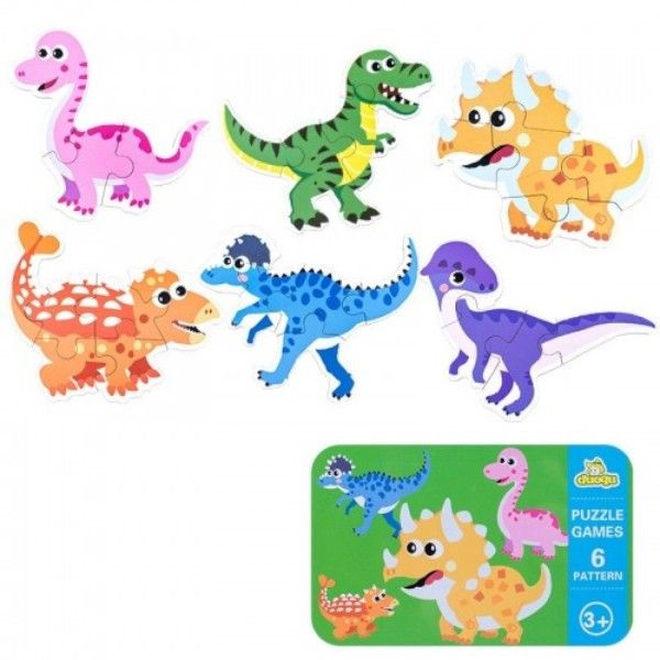 6 Piece Dinisour Toy Large Puzzle Set - Multicolor