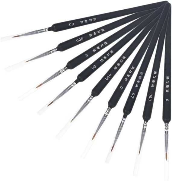 9 Pcs Ergonomic Watercolor Brushes for Convenient Household Painting