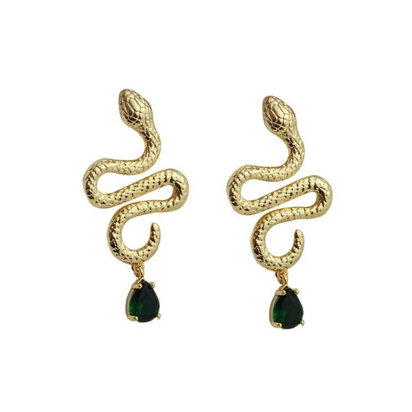 Retro Exaggerated Snake Shape Stud Earrings - Alloy Stud Earrings