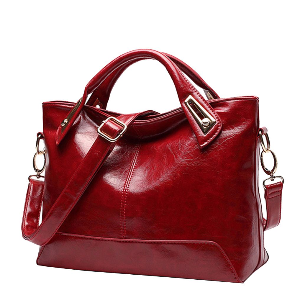 Women's Stylish Oil Wax PU Leather Messenger Handbag - Wine Red | Shop ...
