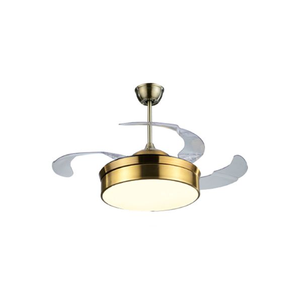 230VAC Ceiling Fan With Retractable Blades 48W LED Light Gold