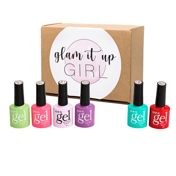 Glam It Up Girl/UV Gel Nail Polish Spring Kit (4 Colours &amp; 2 Shimmers)