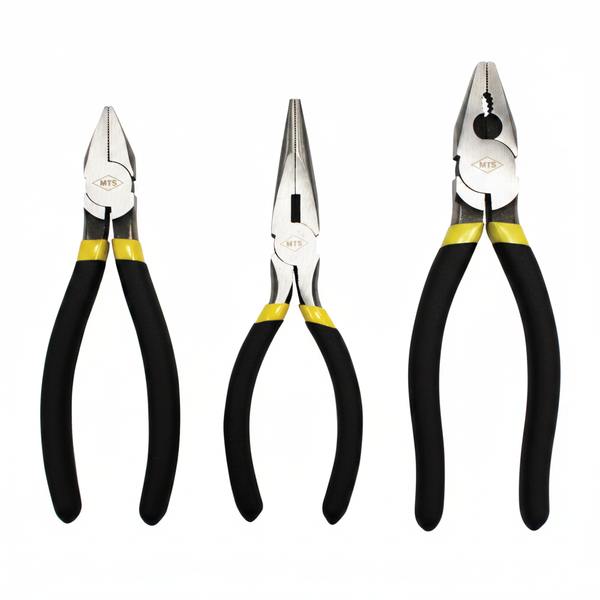 MTS 3 Piece Mechanic Plier Set - Durable Carbon Steel Tools