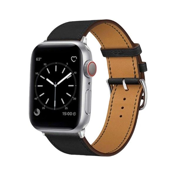 Soft Leather Apple Watch Strap With Adjustable Wrist Fit - Black