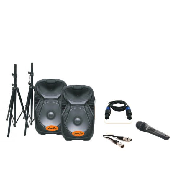 Lane Partybox 15 - Two-Way Powered &amp; Two-Way Passive DJ Speaker System Kit