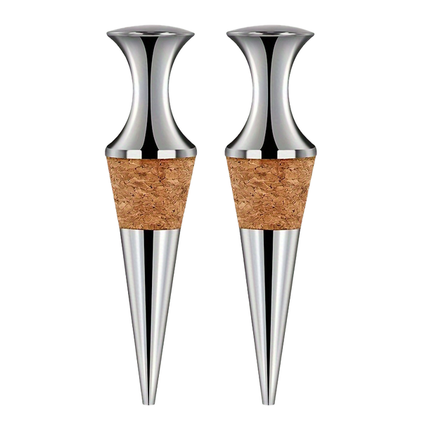 2 Pieces Wooden Stopper Wine Stoppers Flat Headed Cork Stopper - Silver