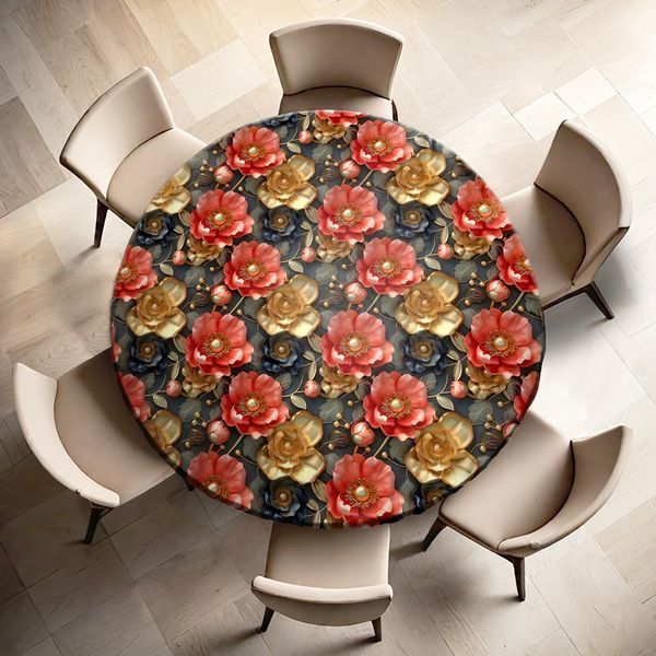 Round Tablecloth - Gold and Black