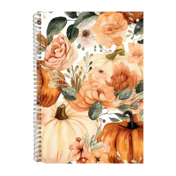 Watercolor Flowers And Pumpkins Notebook Art Gift Idea Notepad Pad 116