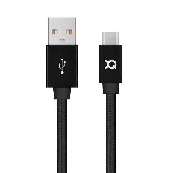 XQISIT Cotton Cable USB to Type C 3.0 1,8m - Black