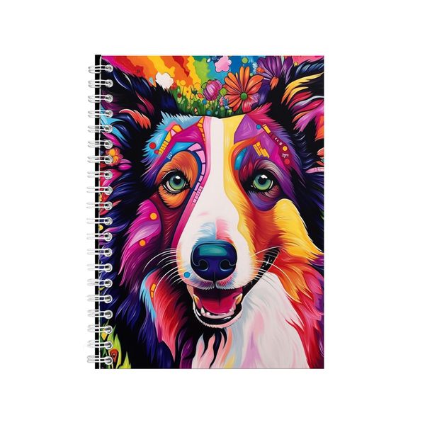 Collie Gladioli Background Neon Notebook Gift Idea A4 Notepad Pad 73