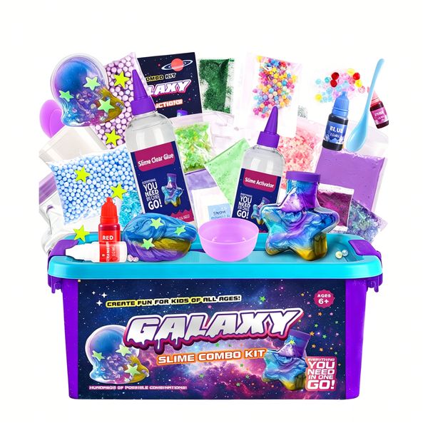 Galaxy Slime Kit for Ages 8-15, DIY Metallic Space Slime Set