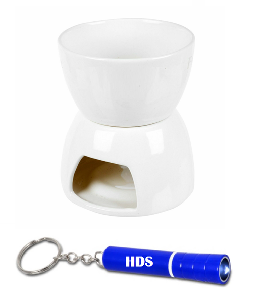 White Ceramic Chocolate or Cheese Fondue Pot with Torch
