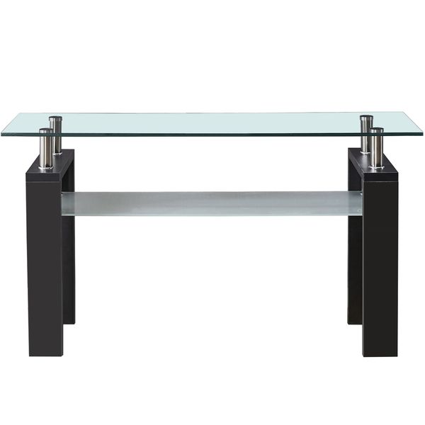 2 Tier Coffee Table Side Table Tempered Glass Tabletop
