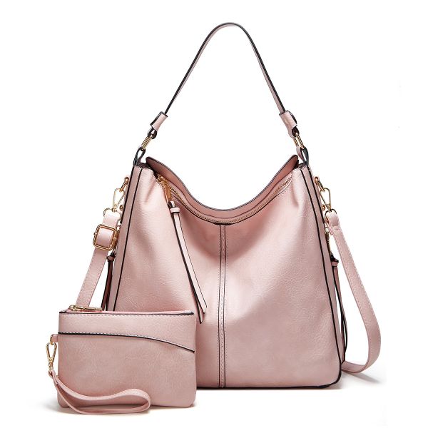 Ladies Pink Satchel Shoulder Handbag with Sub Bag (HB-YL9035-PI)