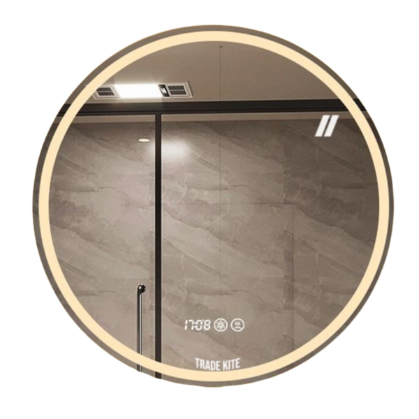 Trade Kite Round Frameless LED Bathroom Mirror with Anti-Fog, Timer | 50cm