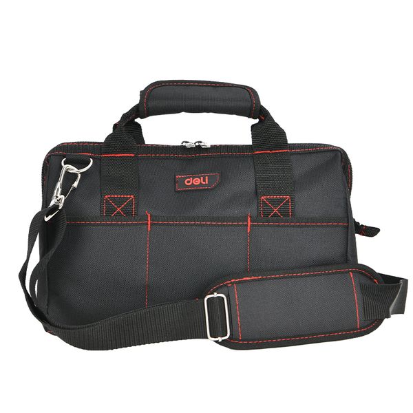 Deli 13-Inch Heavy-Duty Tool Bag Multi-Pocket with Stitchin &amp;Shoulder Strap