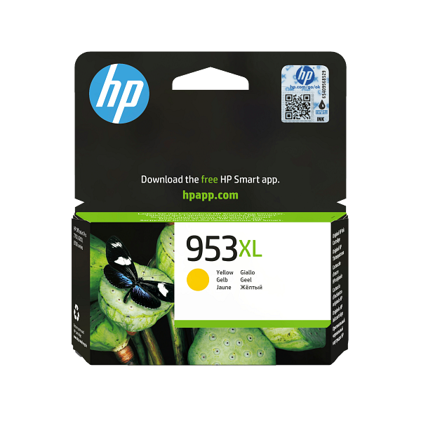 HP 953XL High Yield Yellow Original Ink Cartridge (F6U18AE)