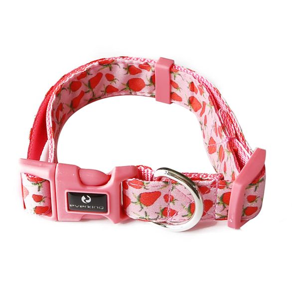 Cute Strawberry Adjustable Dog Collar - Pink