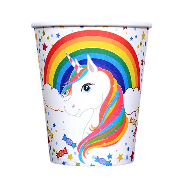 Colourful Rainbow Unicorn Paper Cups - 20 Piece
