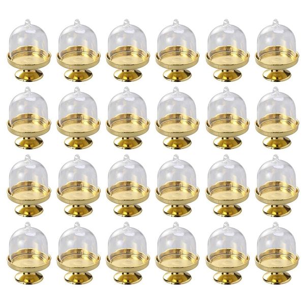 Golden Cake Pan With Stand And Dome Cover 24 Single Cup Stand