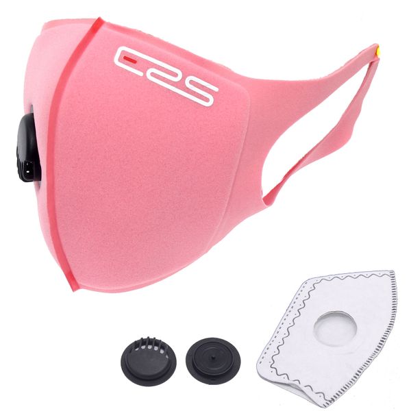 Second Wave ERS Sponge Face Mask with Removable Filter and Valve - Pink