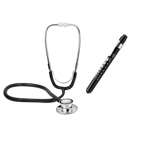 Professional Doctor Classic Type Dual Head Stethoscope with Pupil Torch