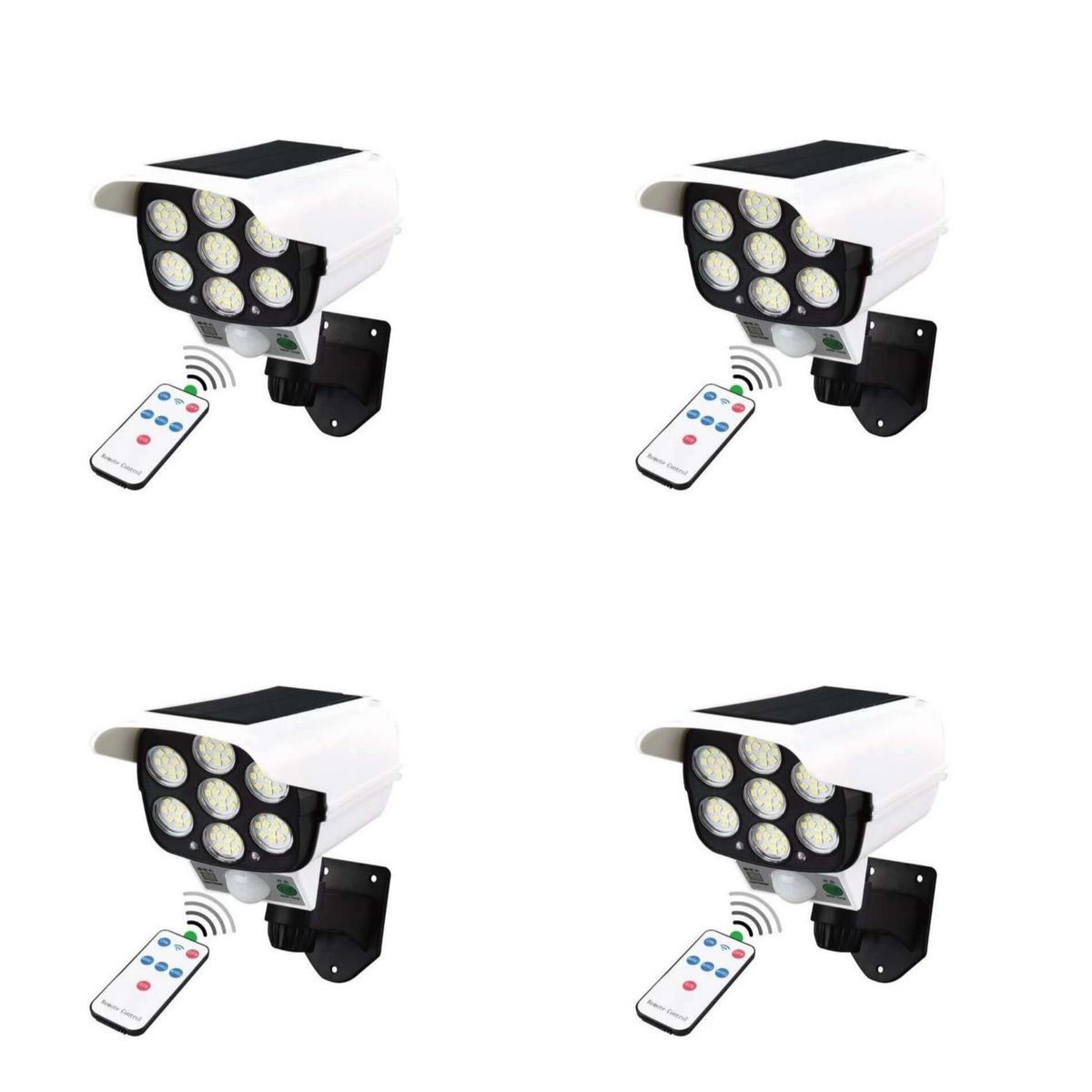 Solar Security Dummy Camera Light With Remote - 4 Pack