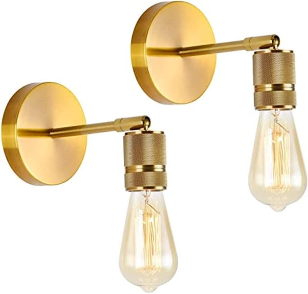 Decor Gold Metal Vintage Style Adjustable Wall Lamps Set of 2 (12cm)