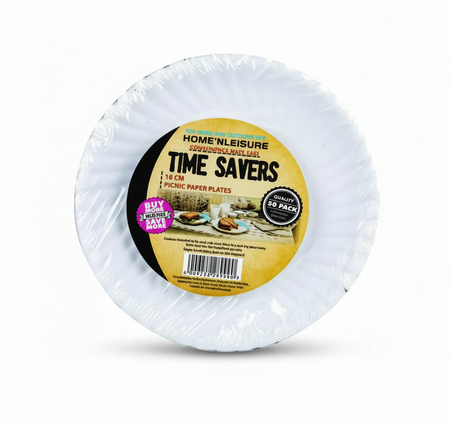 Home n Leisure Disposable Paper Picnic Plates 18cm, 50 Piece