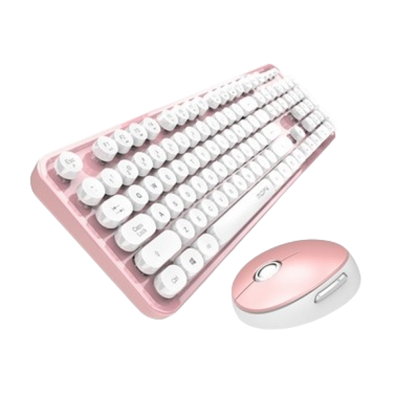 Ergonomic Wireless Keyboard and Mouse Combo, Retro Round Keycaps Keyboard