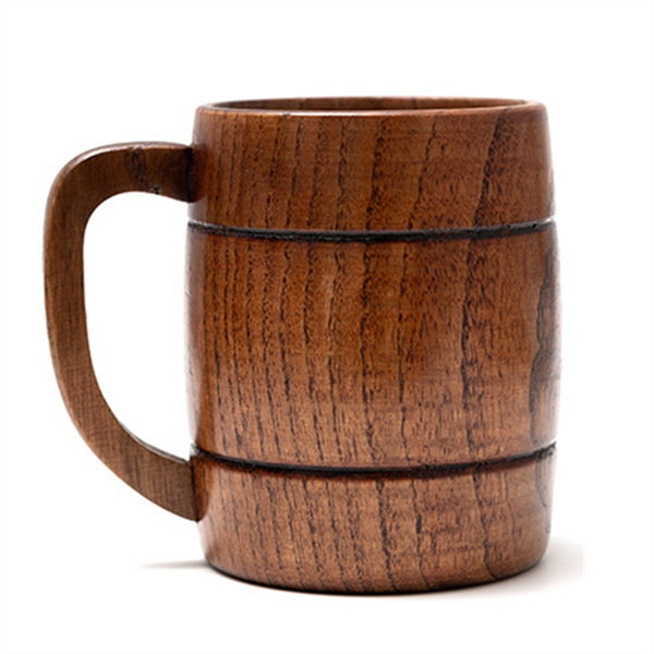 350Ml/12Oz Wooden Beer Mugs Top Grade Natural Handmade Retro Brown