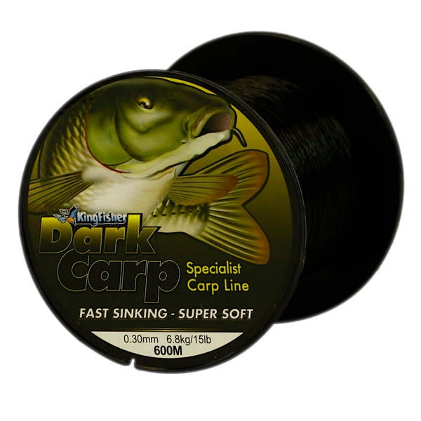Kingfisher DARK CARP Nylon Fishing Line .30MM, 6.8KG/15LB, Colour Black, 600M Spool
