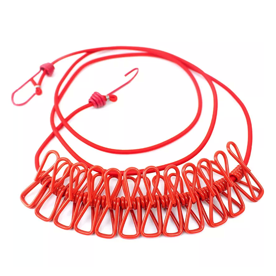 Portable Lightweight Travel Clothesline - 12 Pegs