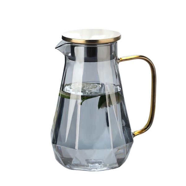 Heat Resistant Diamond Shaped Borosilicate Glass Jug With Lid 1500ml