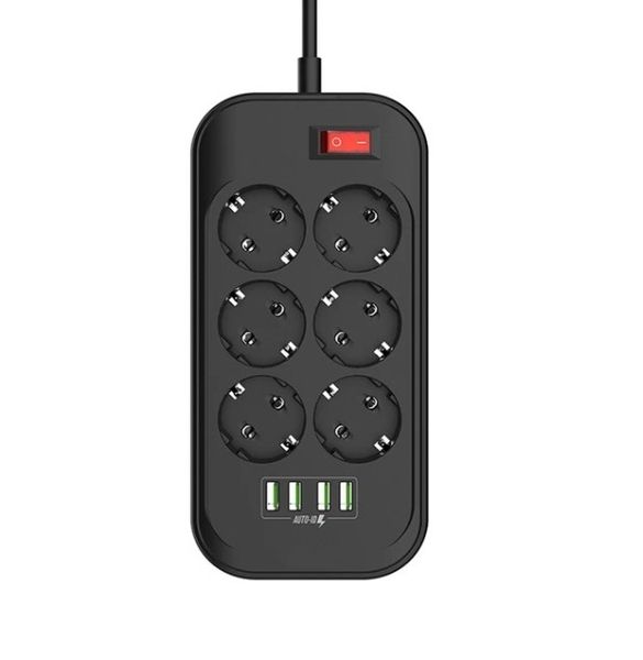 2500W SE6403 4 USB Ports Power Strip 3.4A With 6 AC Sockets