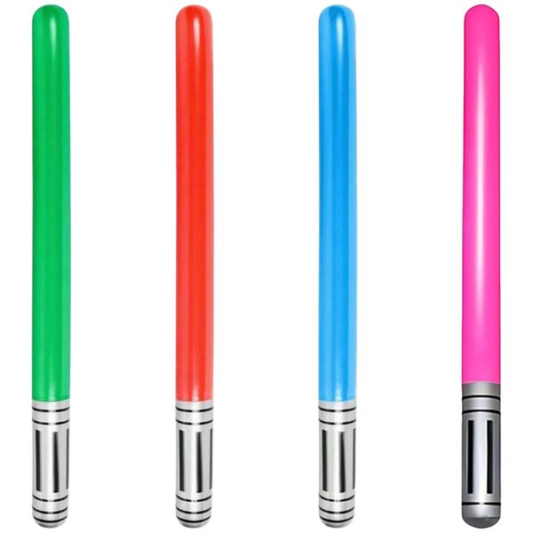 4 Colourful Inflatable Space Swords - Neon Glow Inspired Party Props for