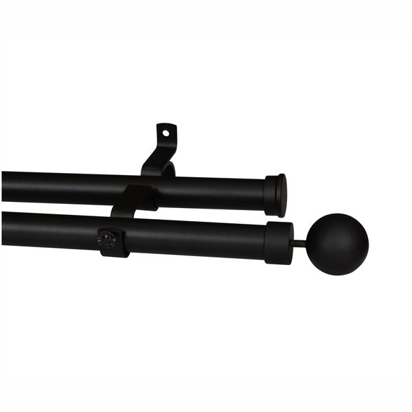 28mm Double Pole Set-Ball Finial Matt Black 1.5m