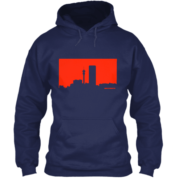 Jozi Streets Skyline Hoodie Navy Neon Red