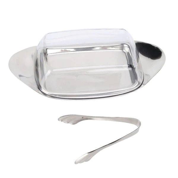 Best Trader Stainless Steel Butter Dish with Plastic Clear Lid - BT