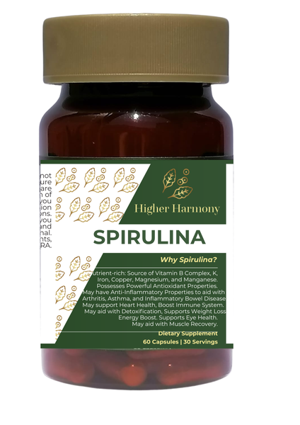 100% Pure Spirulina 1000mg 60 Capsules