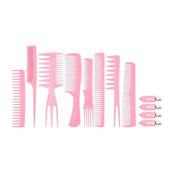 12-Piece Hair Comb &amp; Clip Styling Set - Pink