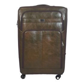 SMTE - Stylish Luggage 1PC PU Leather Travel Suitcase - Chocolate Brown