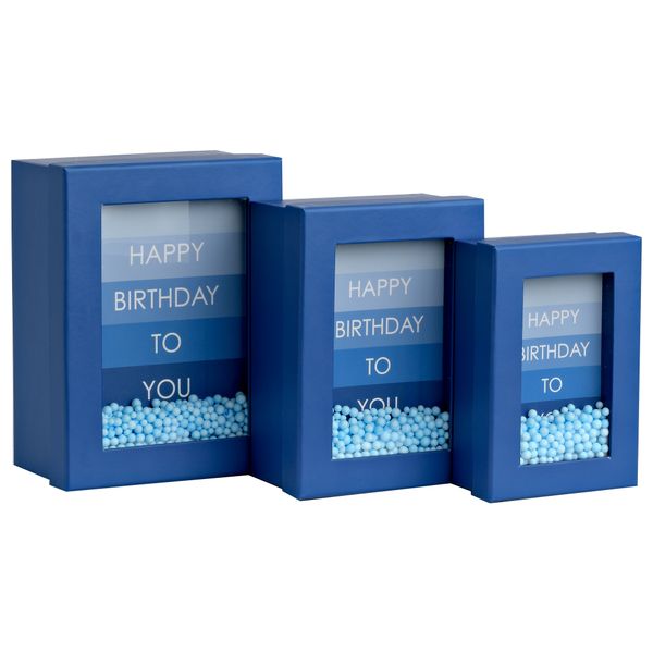 3 Nested Window Boxes - Birthday Blue