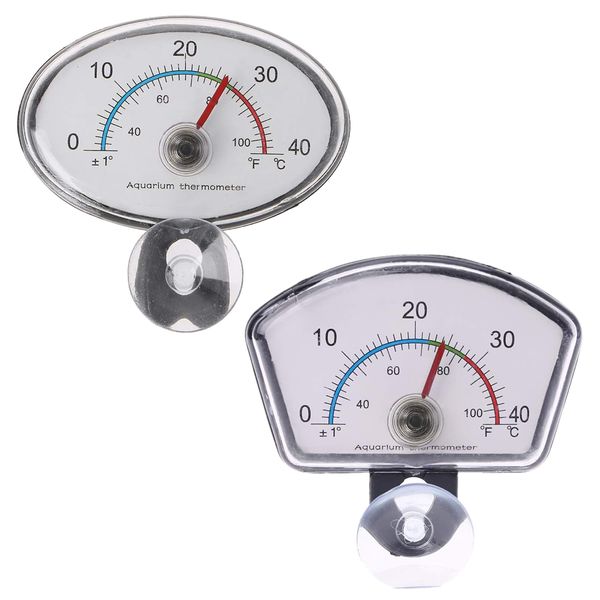 Pet Suction Cup Waterproof Aquarium Tank Mounted Thermometer Set of 2 (7cm)