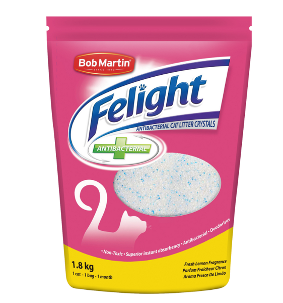Bob Martin - Felight 1.8kg Cat Litter Crystals, Anti-Bacterial Lemon Scent
