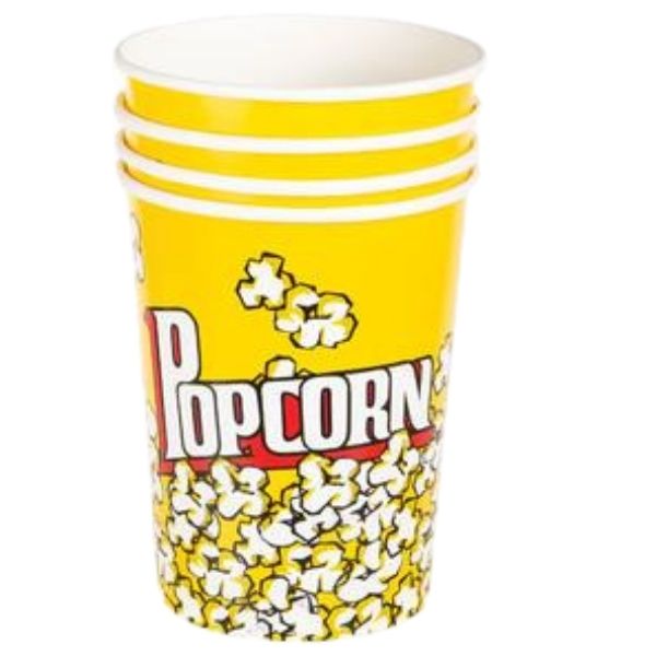SourceDirect - Paper Popcorn Buckets - Yellow (945ml) - Bulk Pack of 4